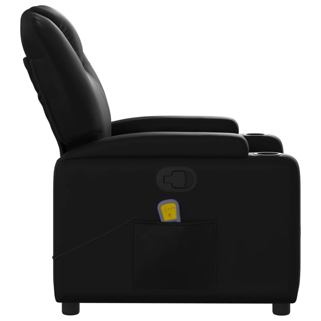 vidaXL Massage Recliner Chair Black Faux Leather-3