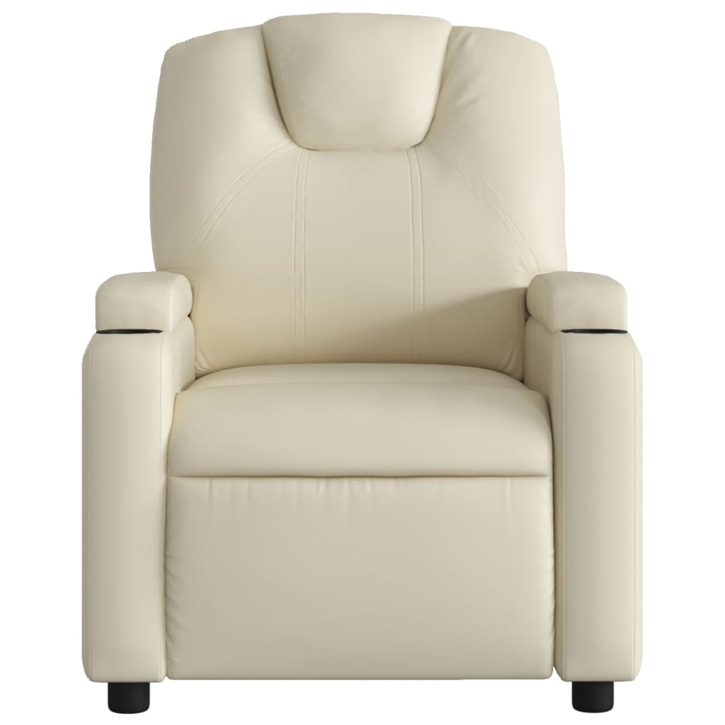 vidaXL Massage Recliner Chair Cream Faux Leather-2