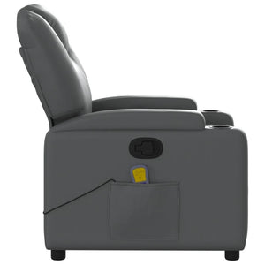 vidaXL Massage Recliner Chair Gray Faux Leather-3