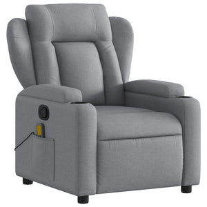 vidaXL Massage Recliner Chair Light Gray Fabric-2