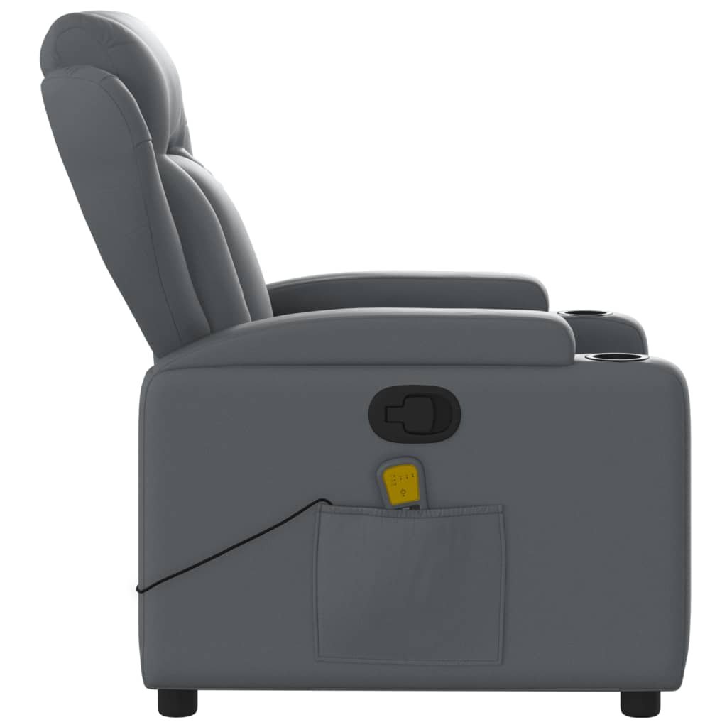 vidaXL Massage Recliner Chair Gray Faux Leather-3