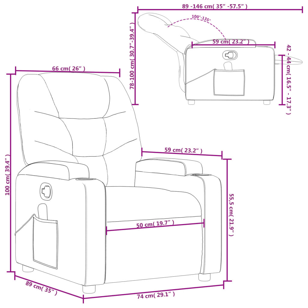 vidaXL Massage Recliner Chair Light Gray Fabric-1