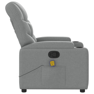 vidaXL Massage Recliner Chair Light Gray Fabric-4