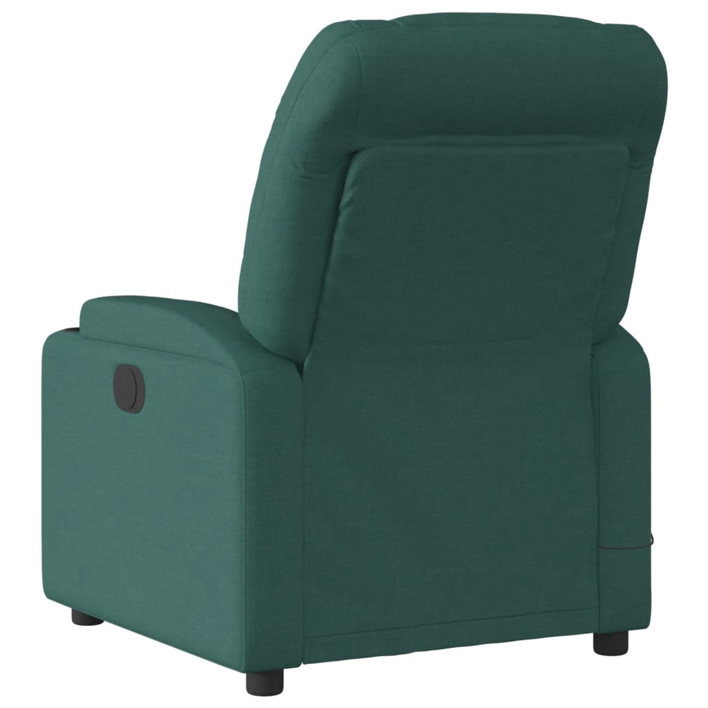 vidaXL Massage Recliner Chair Dark Green Fabric-4