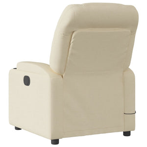 vidaXL Massage Recliner Chair Cream Fabric-4