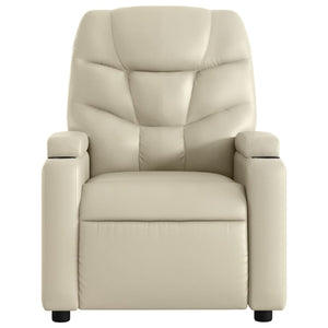 vidaXL Massage Recliner Chair Cream Faux Leather-2