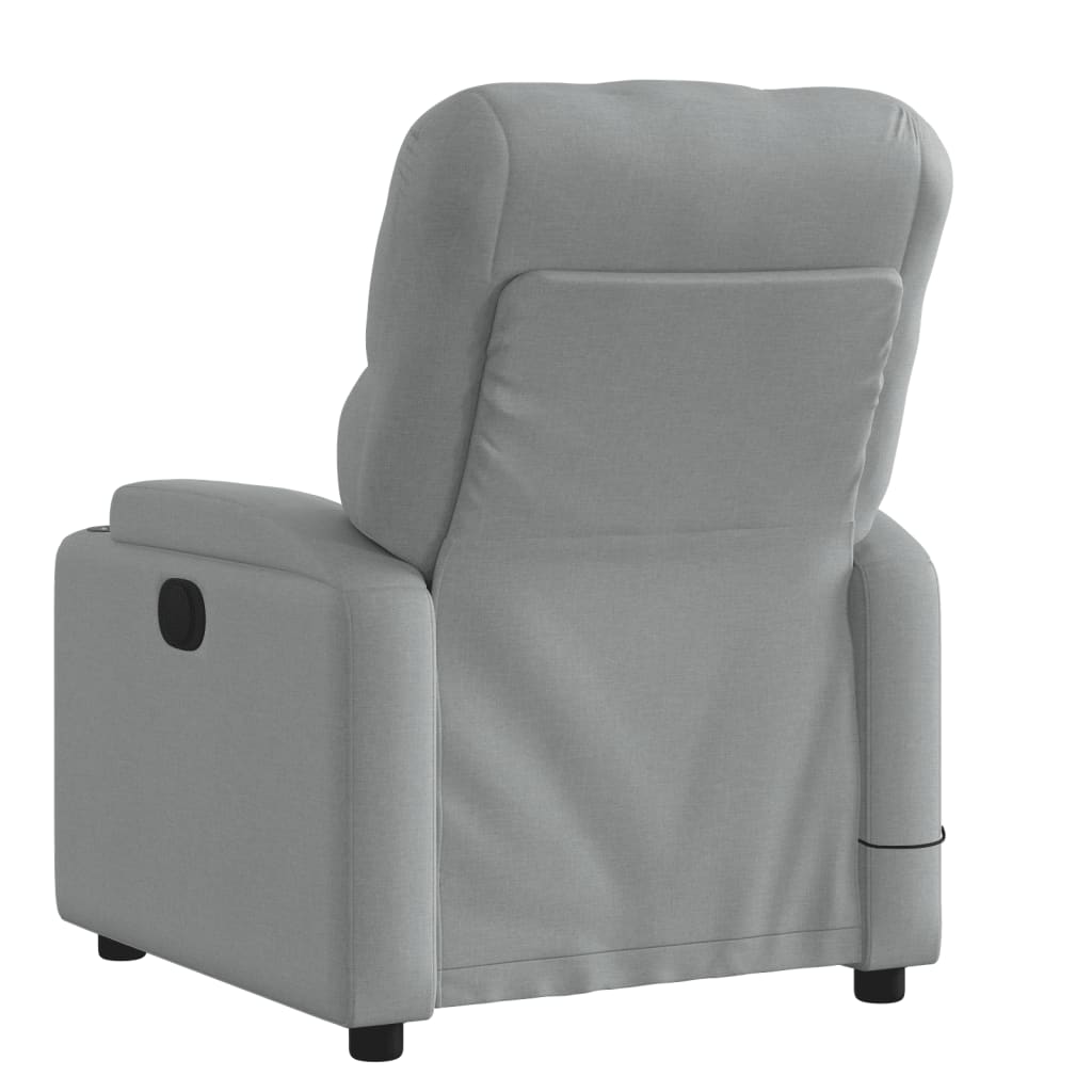 vidaXL Massage Recliner Chair Light Gray Fabric-3