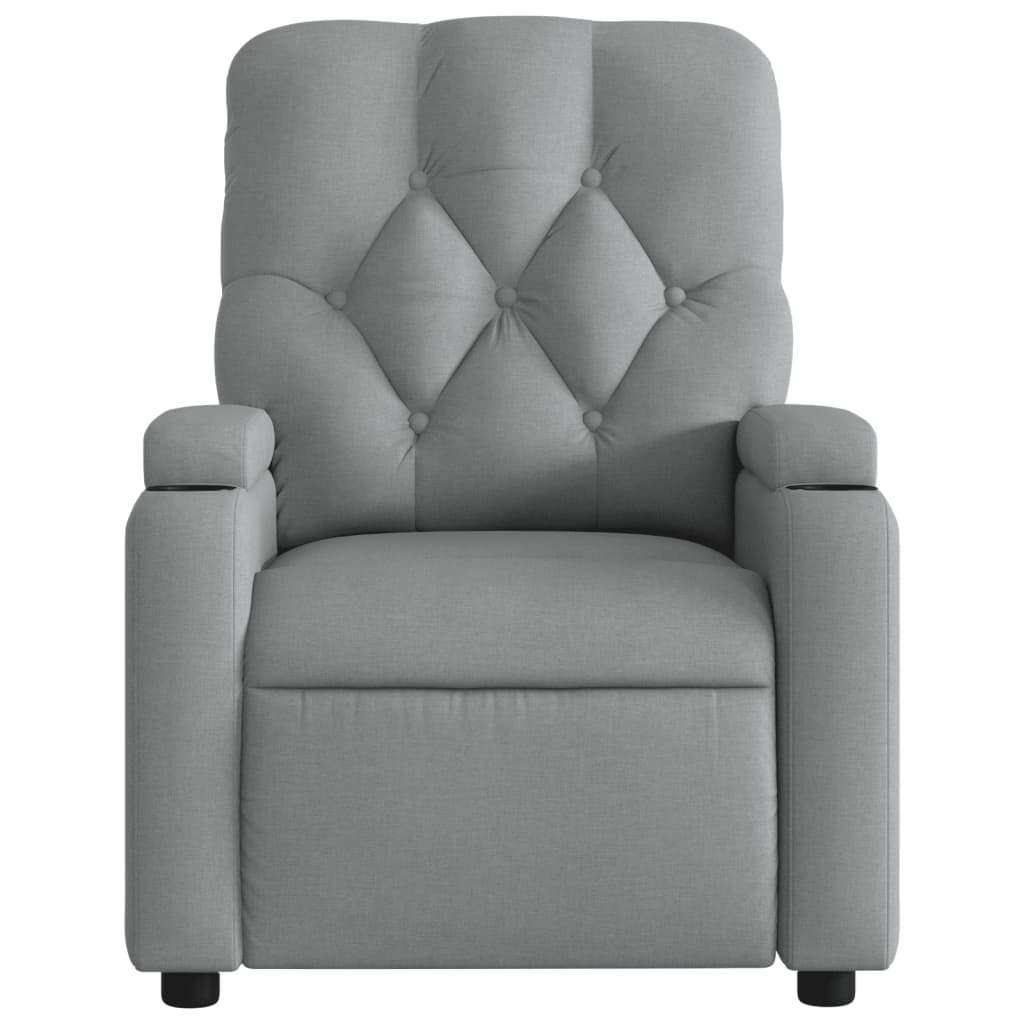 vidaXL Massage Recliner Chair Light Gray Fabric-6