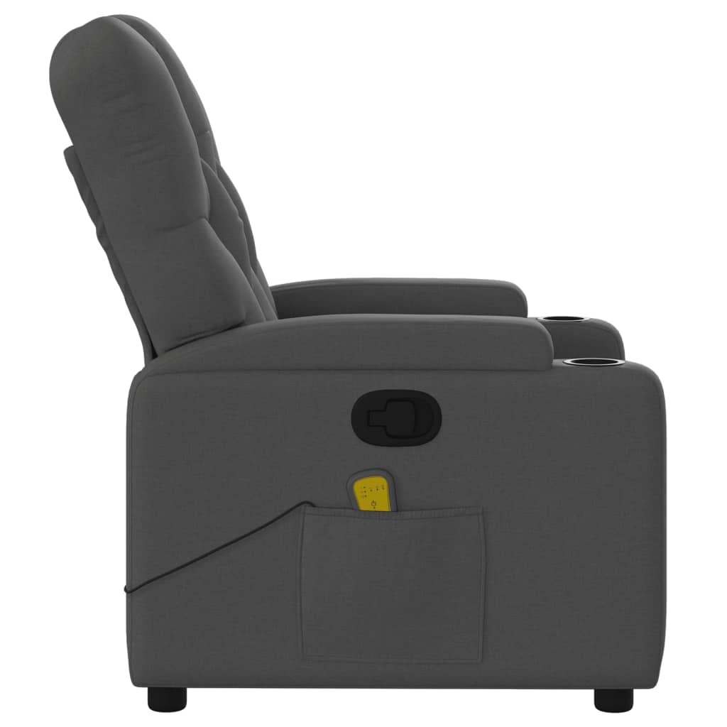 vidaXL Massage Recliner Chair Dark Gray Fabric-6