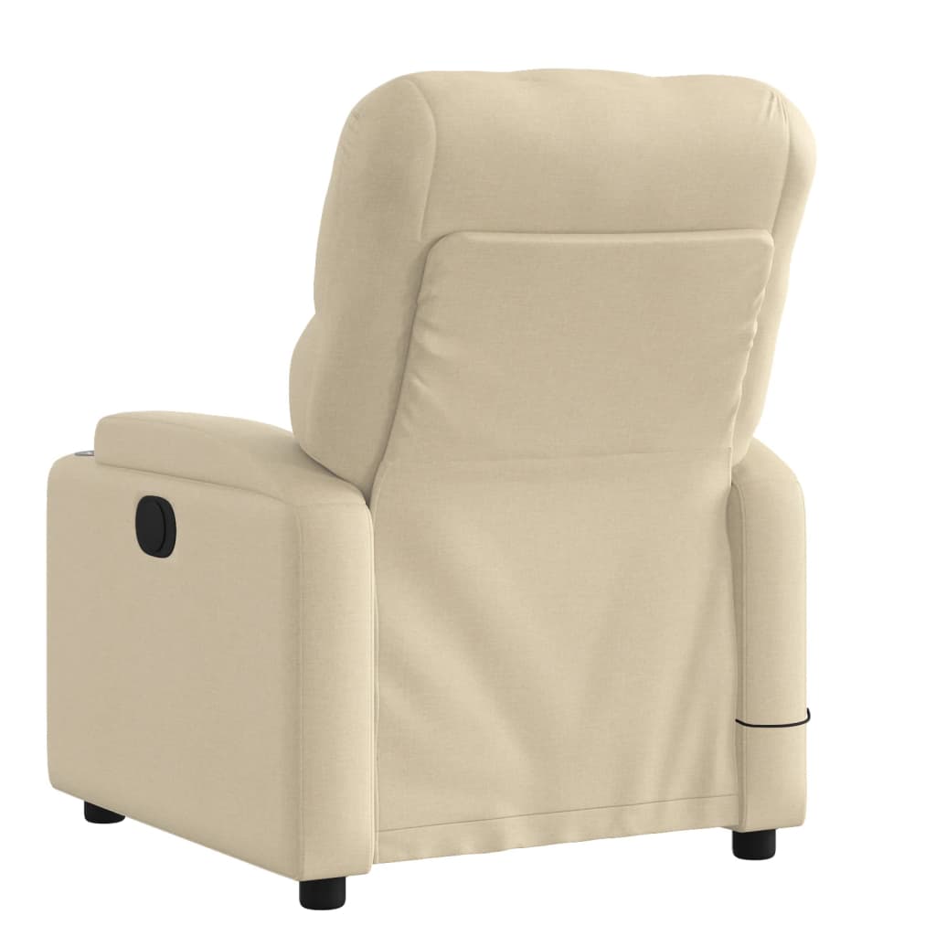 vidaXL Massage Recliner Chair Cream Fabric-2