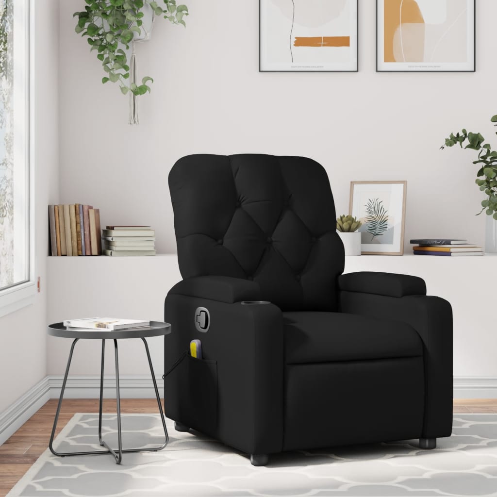 vidaXL Massage Recliner Chair Black Faux Leather-0