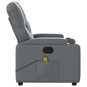 vidaXL Massage Recliner Chair Gray Faux Leather-6