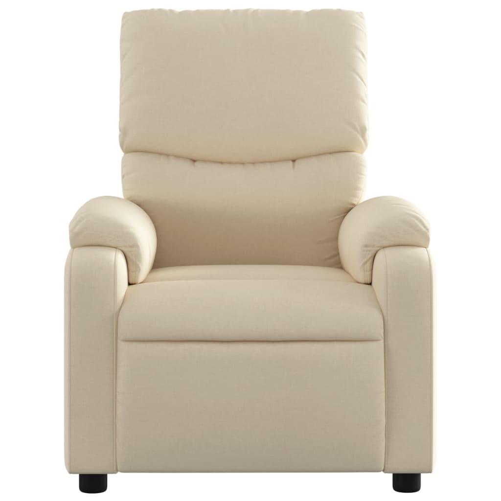 vidaXL Massage Recliner Chair Cream Fabric-2