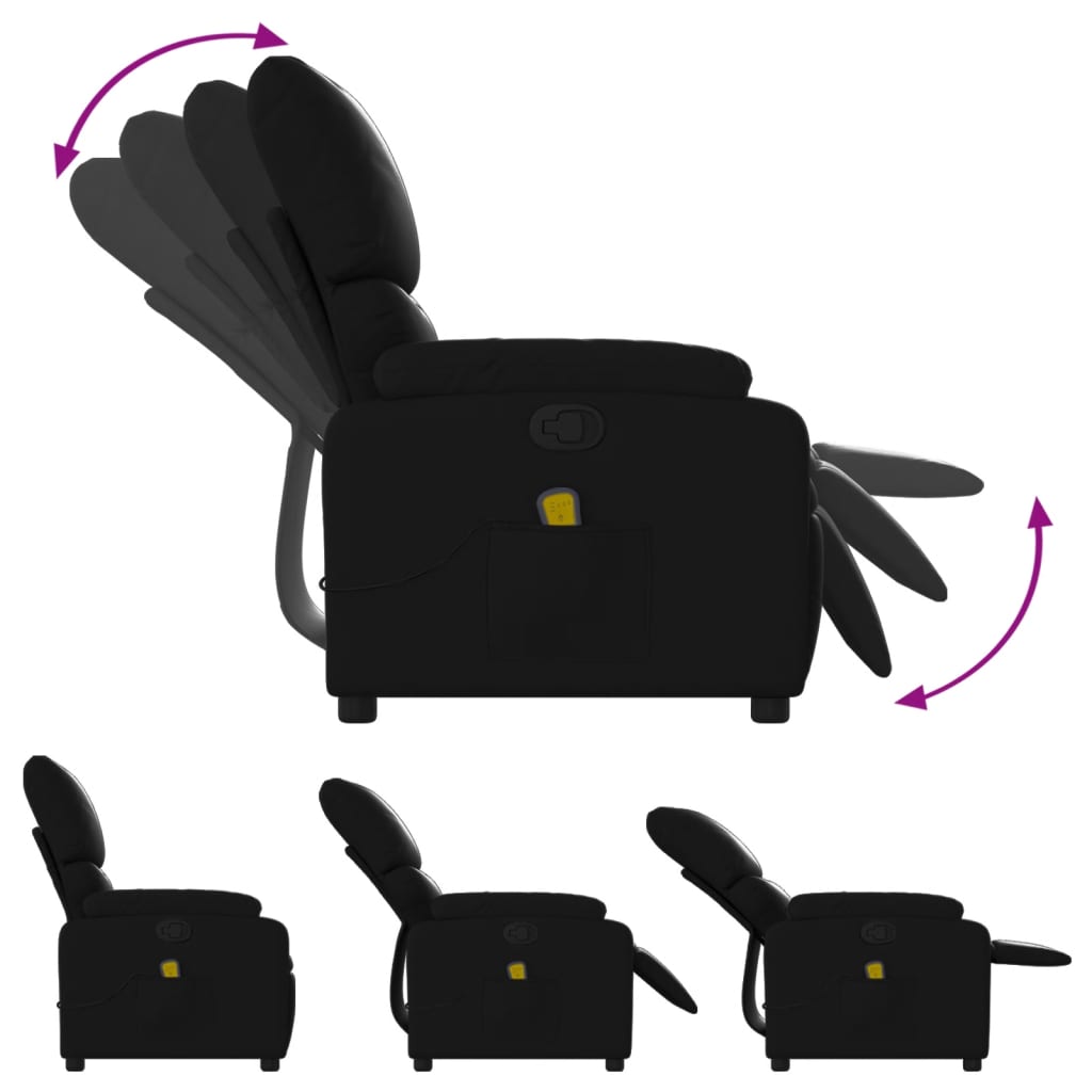 vidaXL Massage Recliner Chair Black Faux Leather-6