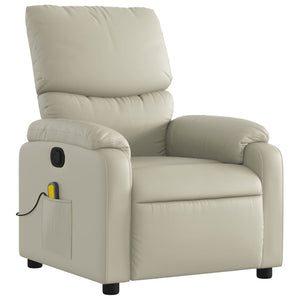 vidaXL Massage Recliner Chair Cream Faux Leather-1