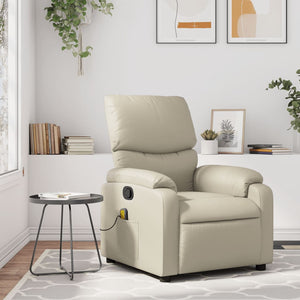 vidaXL Massage Recliner Chair Cream Faux Leather-0