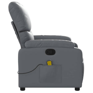 vidaXL Massage Recliner Chair Gray Faux Leather-3