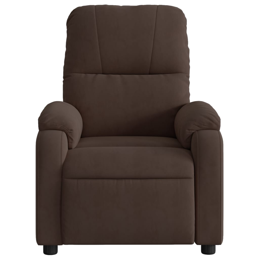 vidaXL Massage Recliner Chair Brown Microfiber Fabric-6