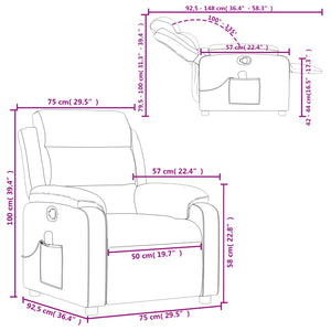 vidaXL Massage Recliner Chair Light Gray Fabric-1