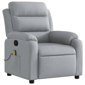 vidaXL Massage Recliner Chair Light Gray Fabric-2