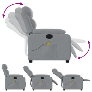 vidaXL Massage Recliner Chair Light Gray Fabric-4