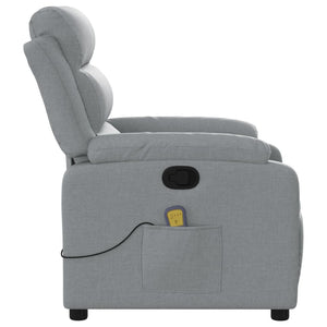 vidaXL Massage Recliner Chair Light Gray Fabric-7