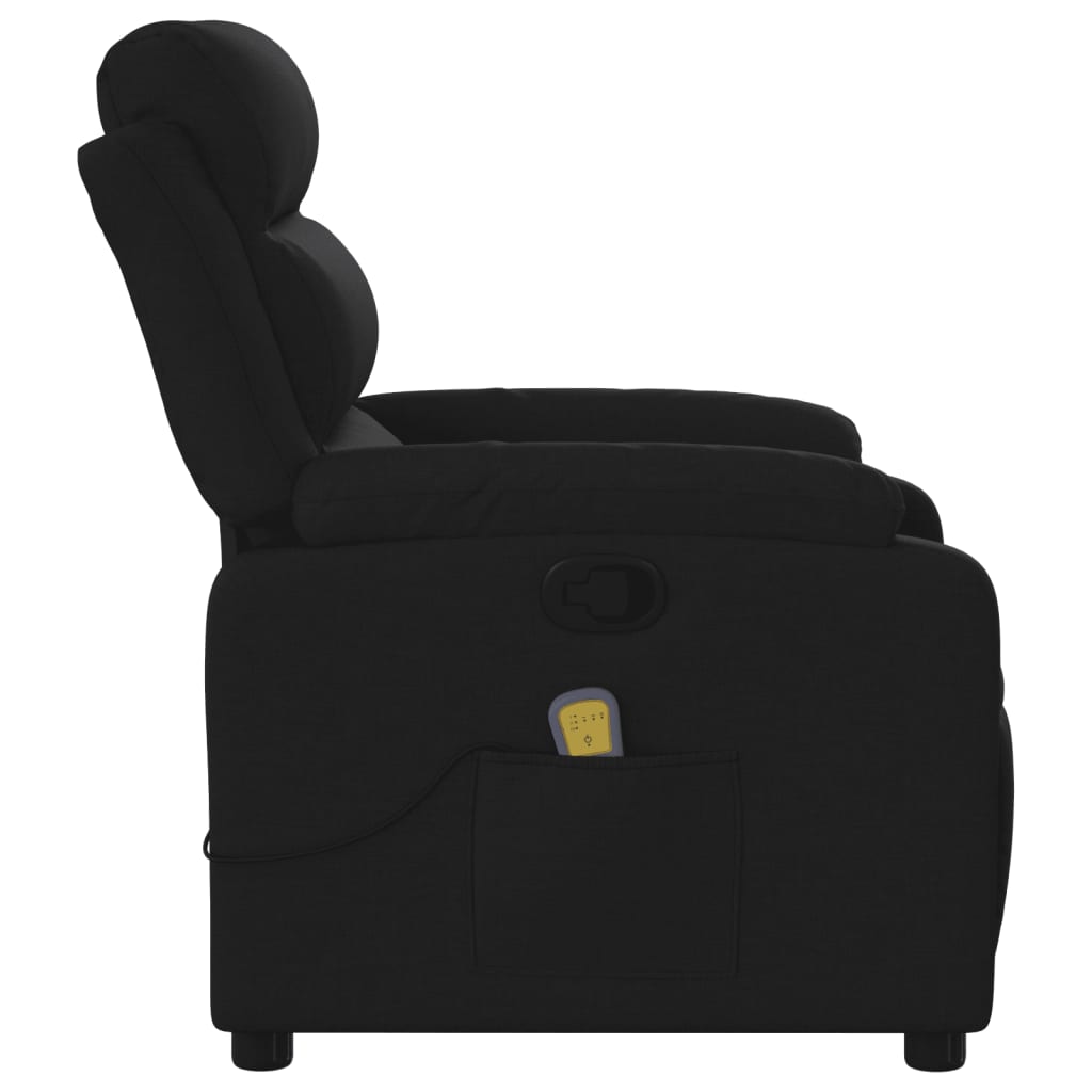 vidaXL Massage Recliner Chair Black Fabric-6