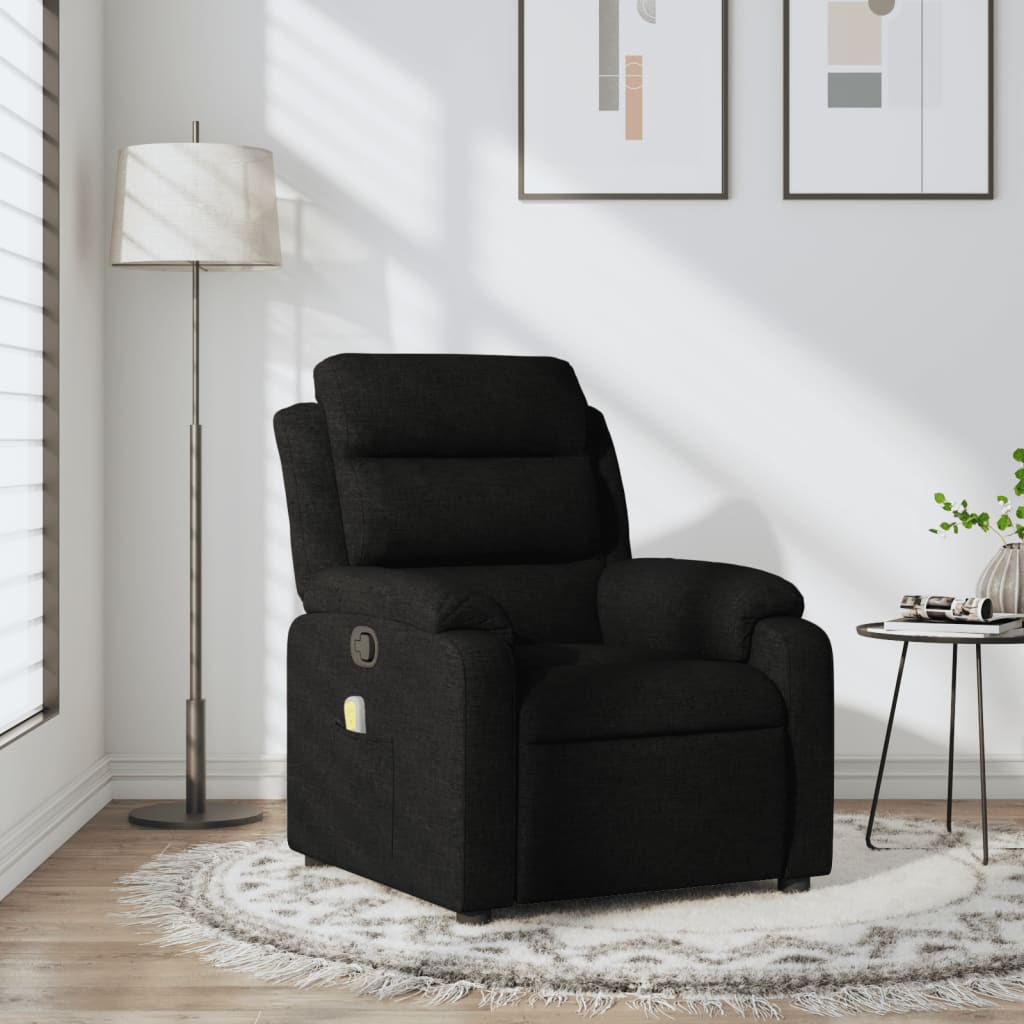 vidaXL Massage Recliner Chair Black Fabric-0