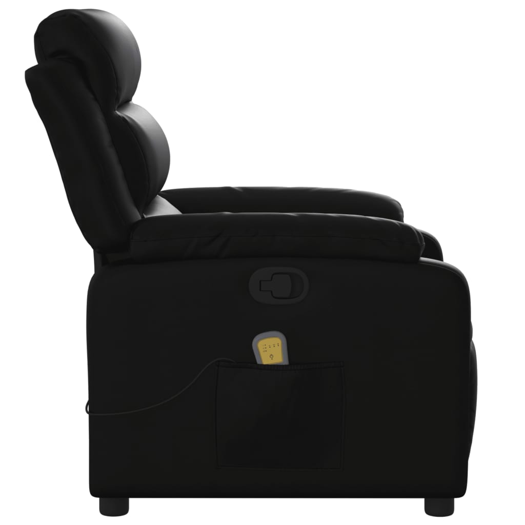 vidaXL Massage Recliner Chair Black Faux Leather-7