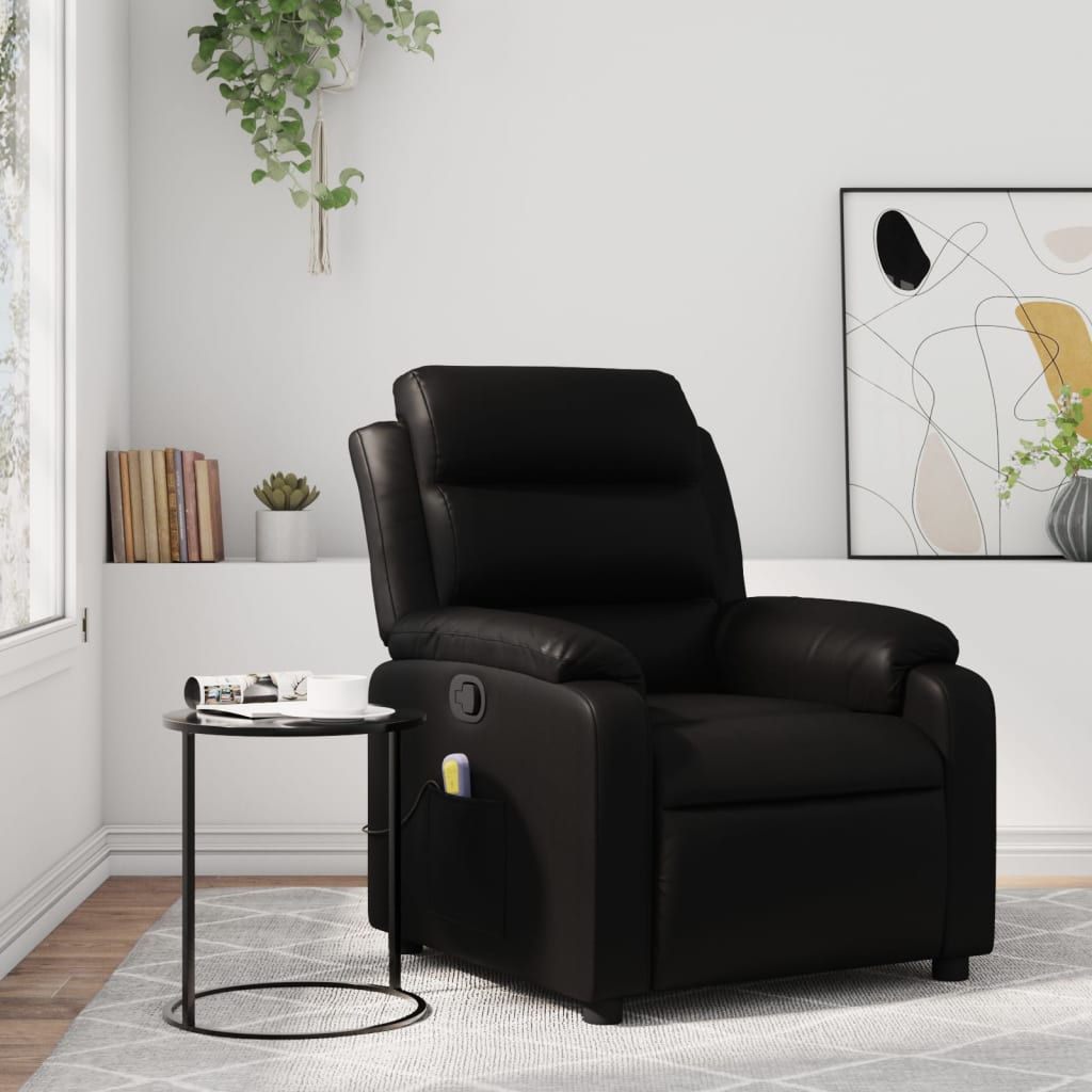 vidaXL Massage Recliner Chair Black Faux Leather-0