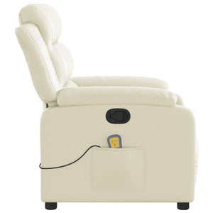 vidaXL Massage Recliner Chair Cream Faux Leather-6