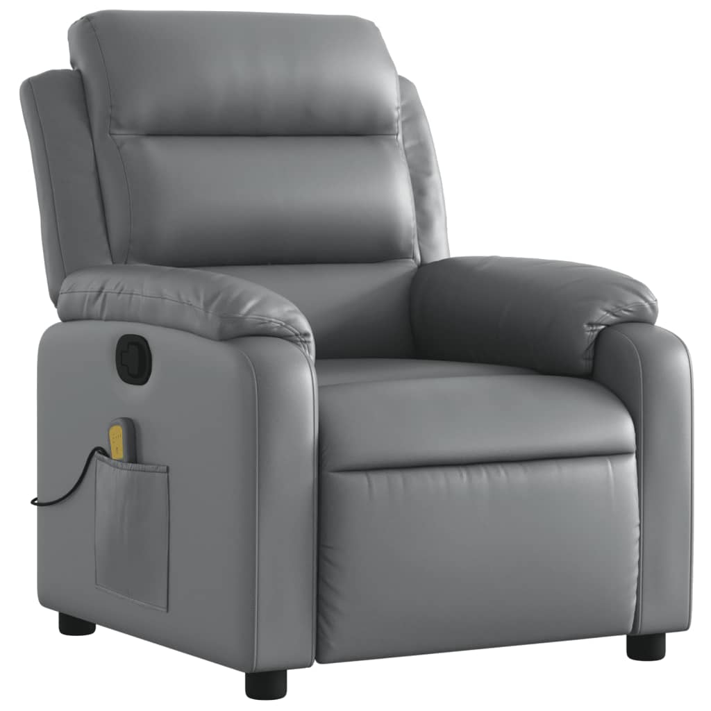 vidaXL Massage Recliner Chair Gray Faux Leather-1