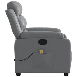 vidaXL Massage Recliner Chair Gray Faux Leather-6