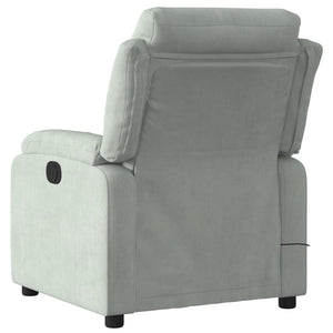 vidaXL Massage Recliner Chair Light Gray Velvet-3