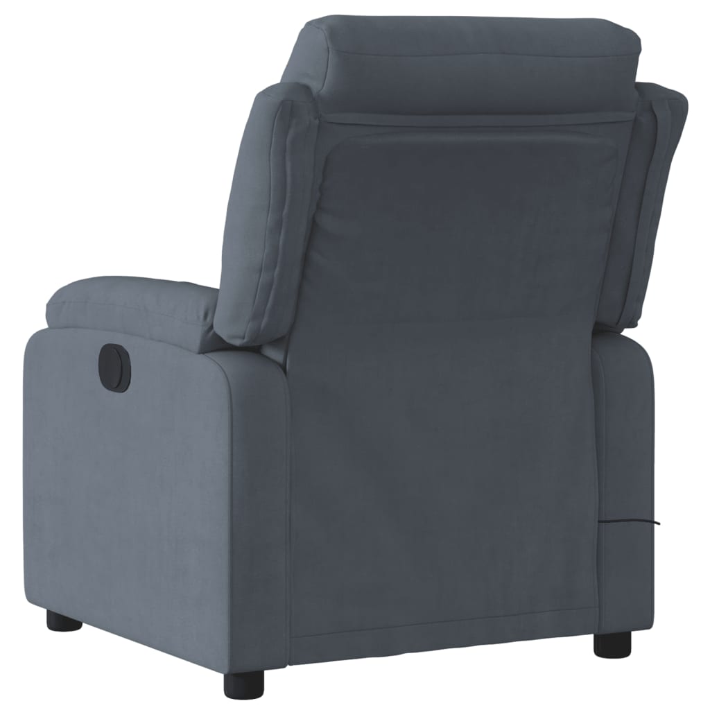 vidaXL Massage Recliner Chair Dark Gray Velvet-2