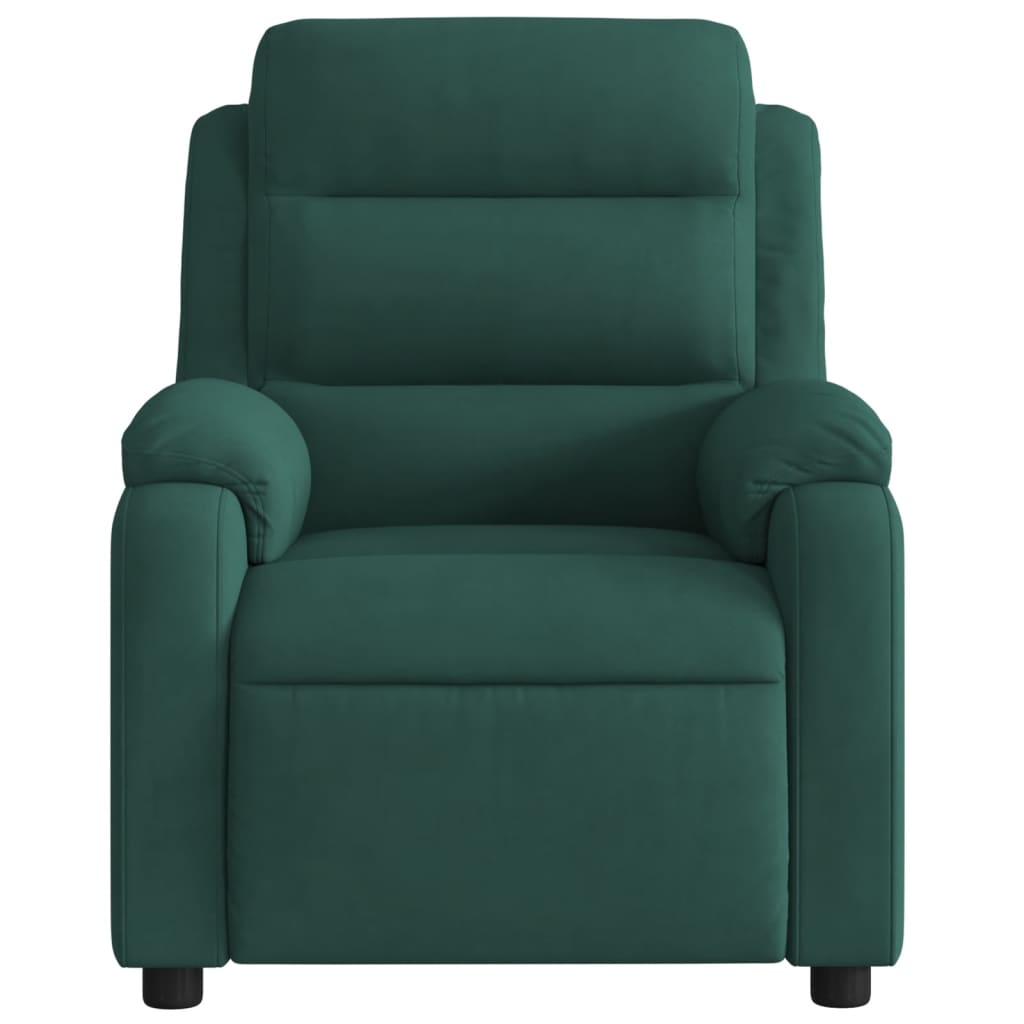 vidaXL Massage Recliner Chair Dark Green Velvet-5