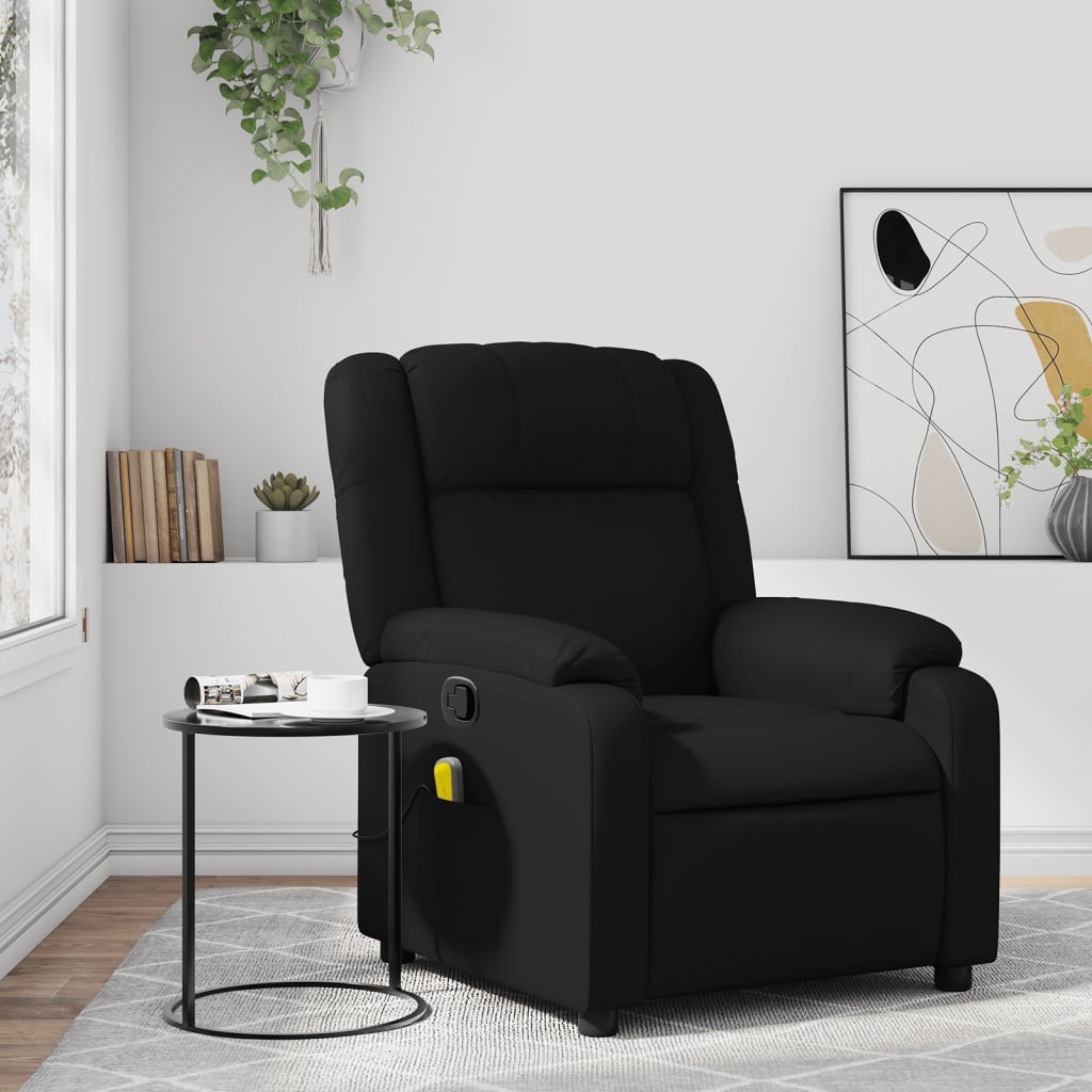 vidaXL Massage Recliner Chair Black Faux Leather-0