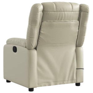 vidaXL Massage Recliner Chair Cream Faux Leather-2