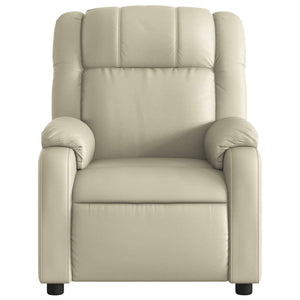 vidaXL Massage Recliner Chair Cream Faux Leather-5