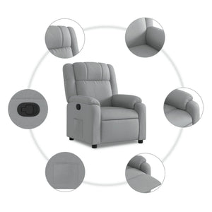 vidaXL Recliner Chair Light Gray Fabric-4