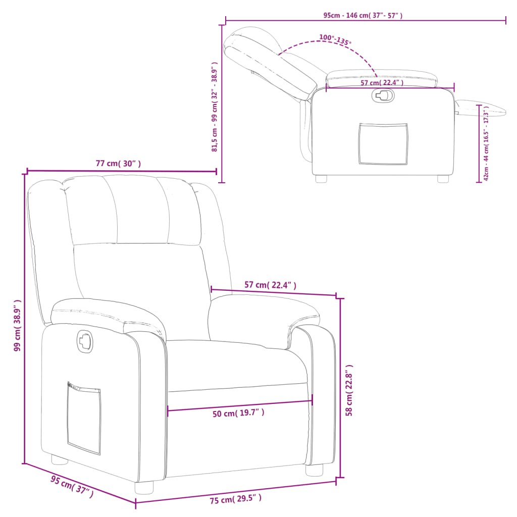 vidaXL Recliner Chair Light Gray Fabric-1