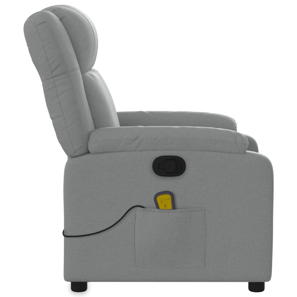 vidaXL Massage Recliner Chair Light Gray Fabric-6