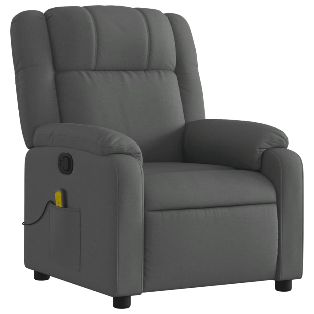 vidaXL Massage Recliner Chair Dark Gray Fabric-1