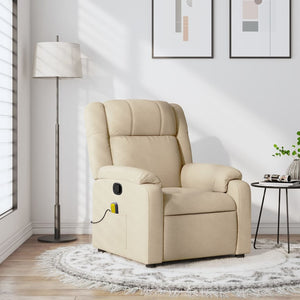 vidaXL Massage Recliner Chair Cream Fabric-0