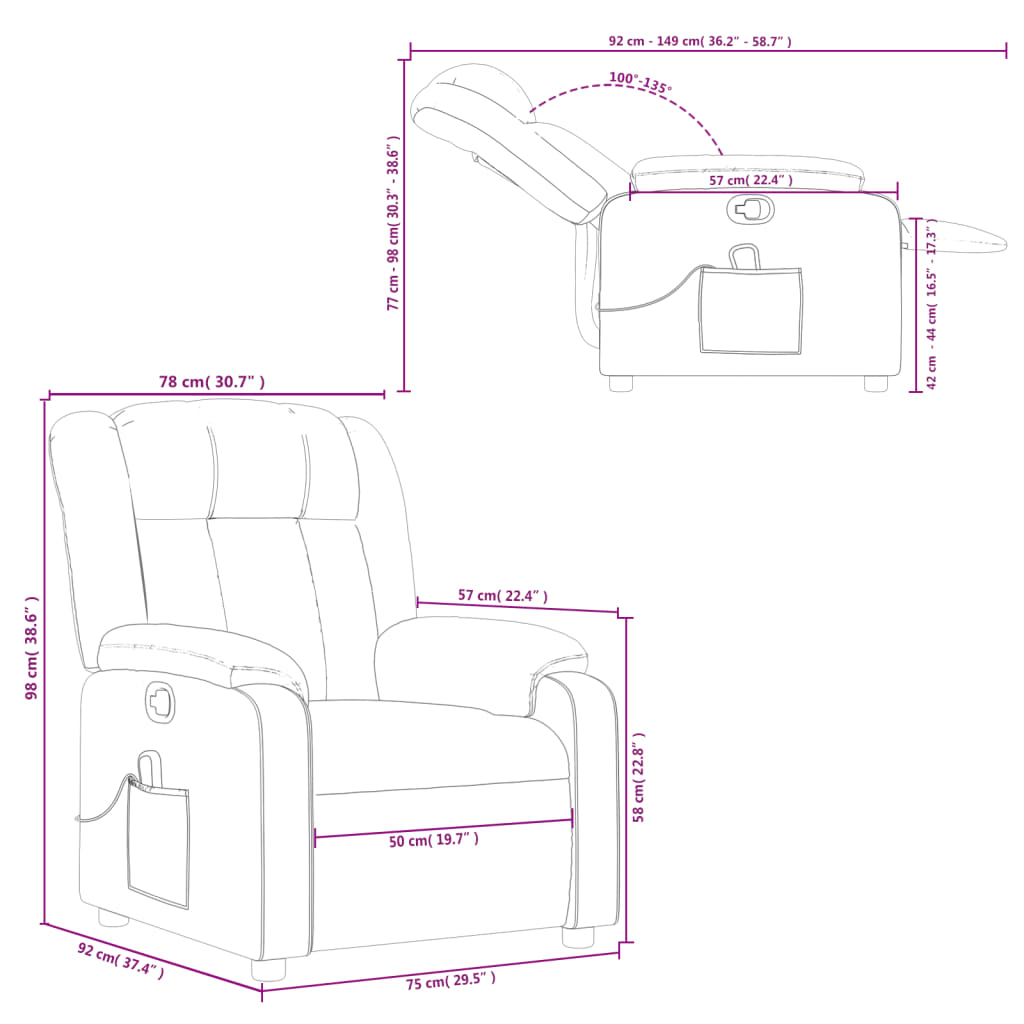 vidaXL Massage Recliner Chair Cream Faux Leather-1