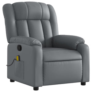 vidaXL Massage Recliner Chair Gray Faux Leather-1