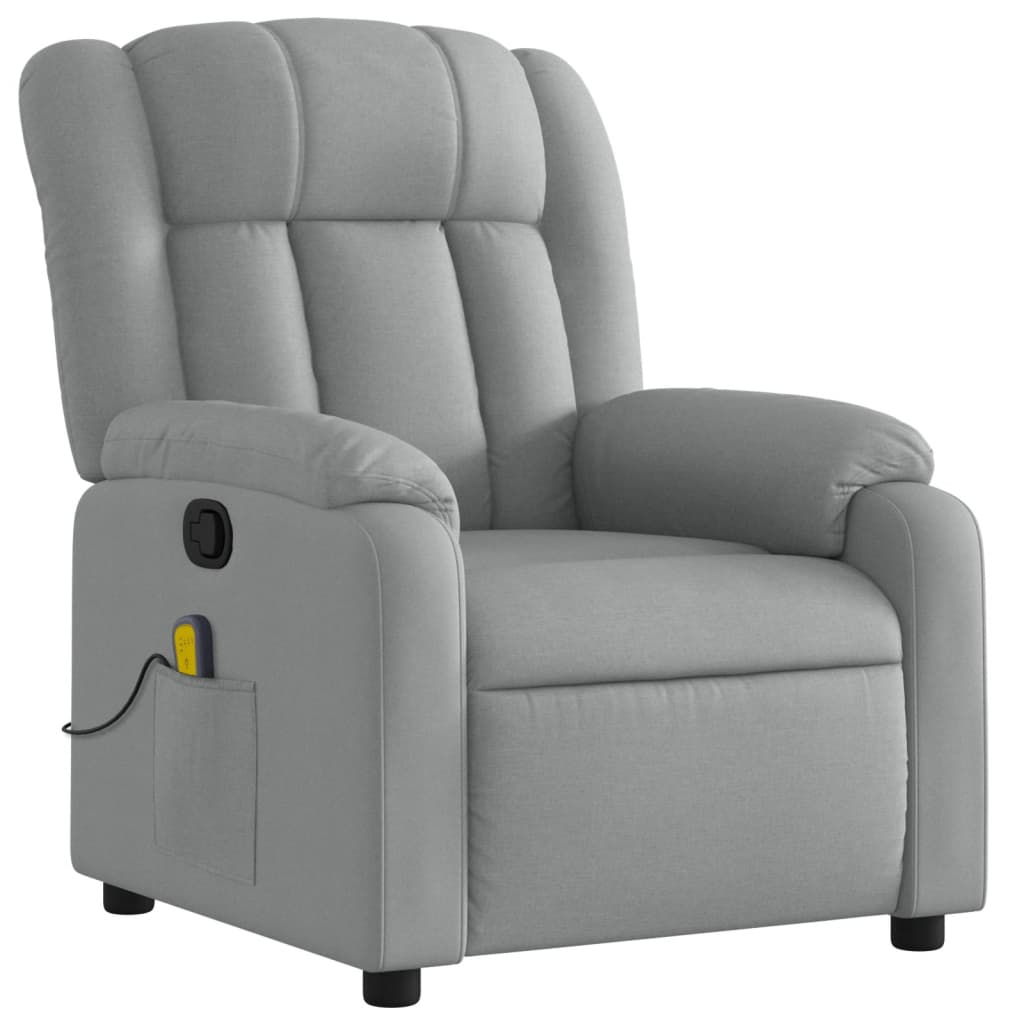 vidaXL Massage Recliner Chair Light Gray Fabric-2