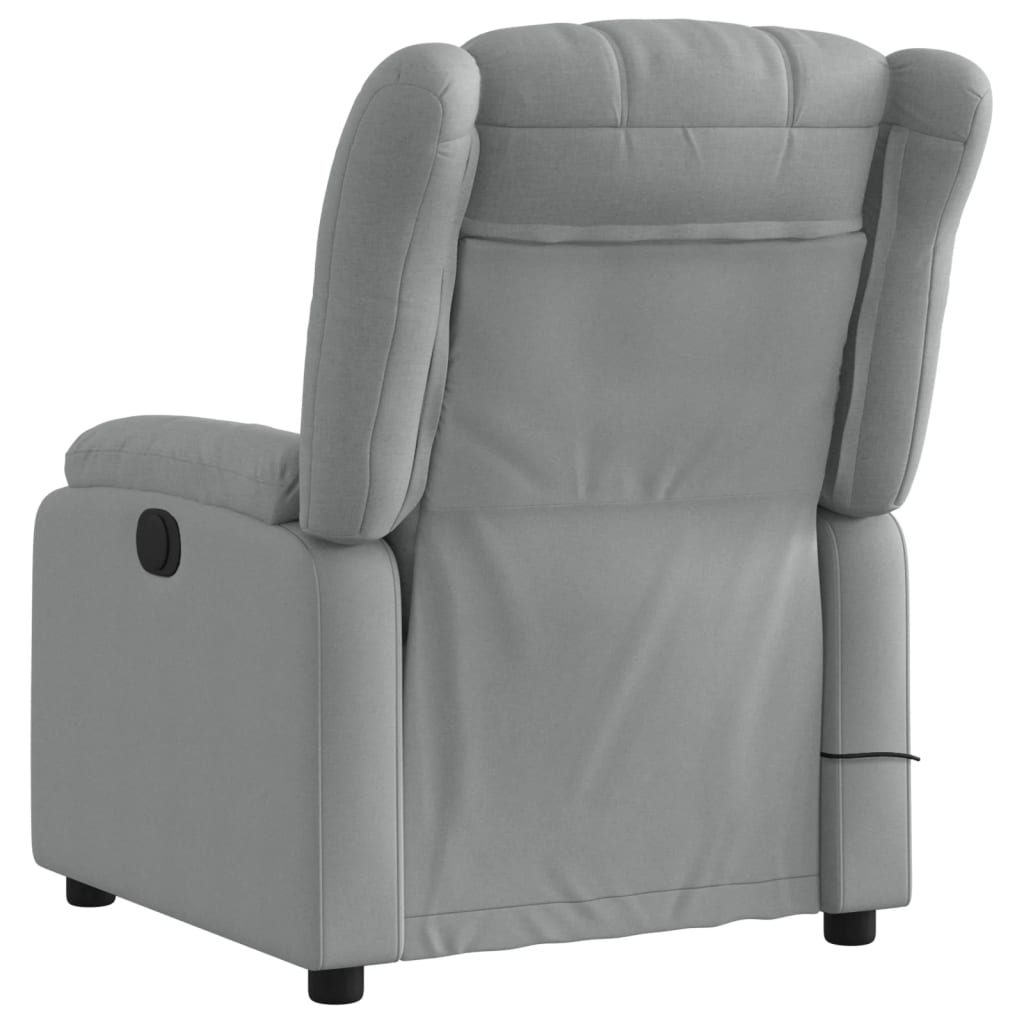 vidaXL Massage Recliner Chair Light Gray Fabric-3