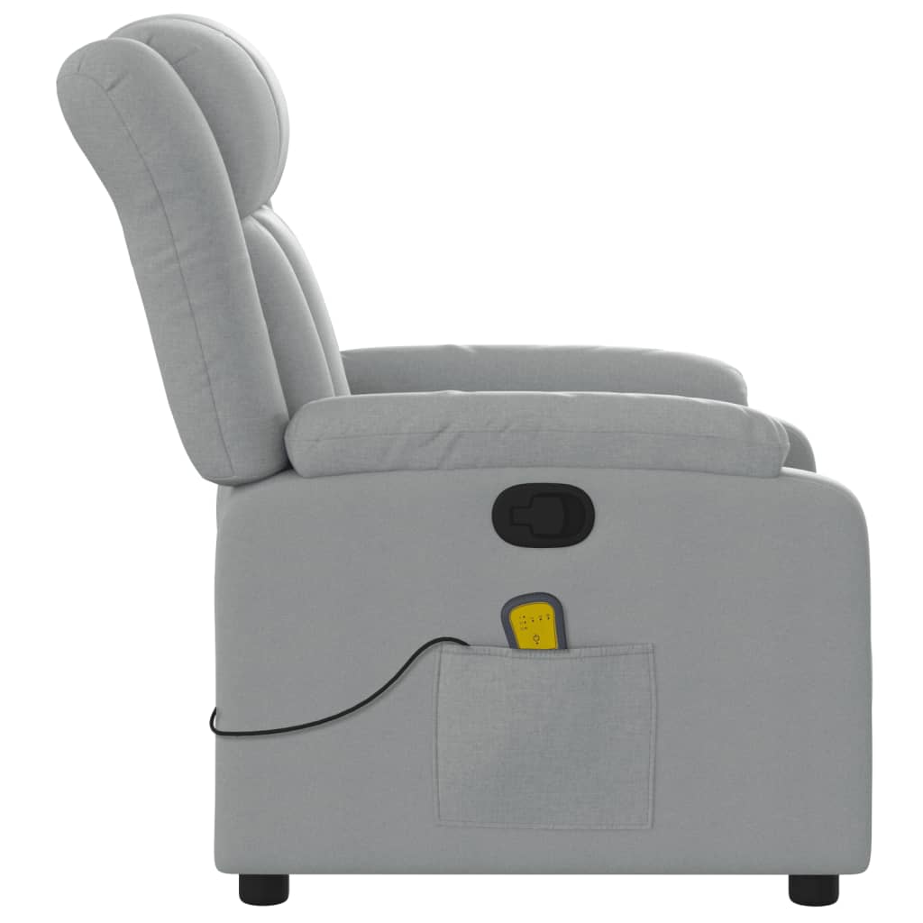 vidaXL Massage Recliner Chair Light Gray Fabric-7