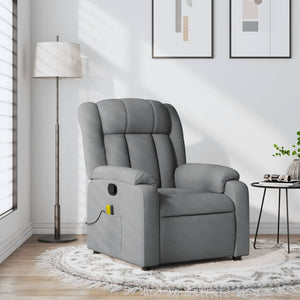 vidaXL Massage Recliner Chair Light Gray Fabric-0